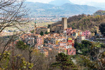 View of Arcola, a medieval village near La Spezia, Liguria, Italy