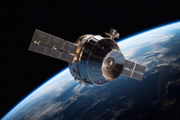 Obraz na płótnie Canvas An artificial satellite orbiting the planet Earth. AI Generated