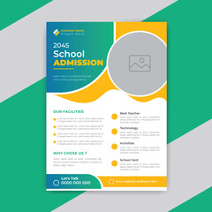 Creative and modern online school education admission flyer template