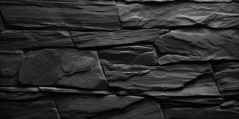 Dark grey black slate background. Black stone texture. Slate background. Generative AI