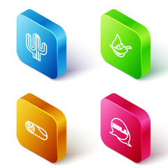 Set Isometric line Cactus, Hot chili pepper pod, Burrito and Hola icon. Vector © vector_v