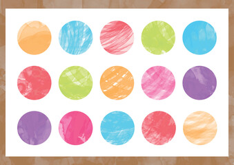 カラフルな水彩風のテクスチャの円のセット