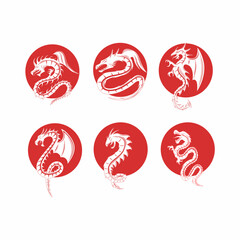 set of dragon logo vector