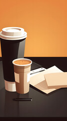 coffee in a plastic cup vector graphics. Generative AI