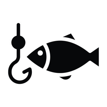 fishing glyph icon illustration vector graphic