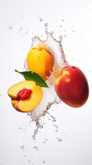 Fototapeta na wymiar Vibrant and Fresh Mango and Peach Splash in High-Resolution 4K: Perfect for Food and Beverage Advertising