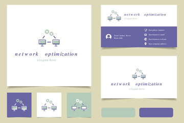 Networking optimization logo design with editable slogan. Branding book and business card template.