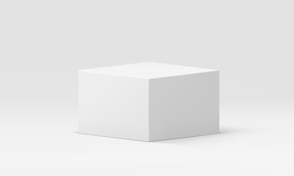 3d box rectangle pedestal white geometric foundation minimal isometric platform realistic vector