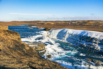 Gullfoss in a cold march day in iceland