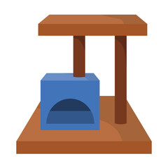 A cat's scratching post with a house. vector isolated illustration
