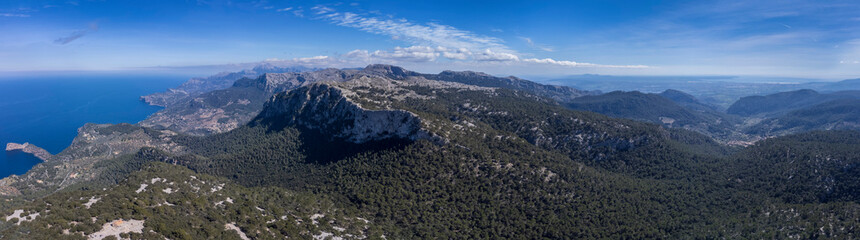 Archduke's refuge in Talaia Vella and aerial view of the Archduke's path, Valldemossa, Majorca, Balearic Islands, Spain