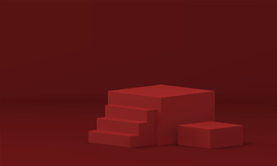 Red 3d podium level stairs basic construction growth career opportunity realistic vector