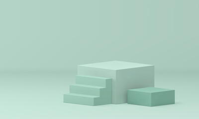 3d podium rectangular box with stairs for climbing green basic construction award arena vector