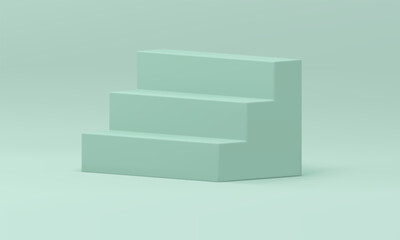 3d stairs green geometric steps podium for climbing progress achievement platform realistic vector