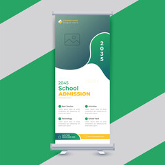 School education admission roll up banner design or college, university, and coaching center template