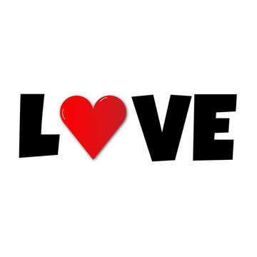 beautiful love text with a heart design