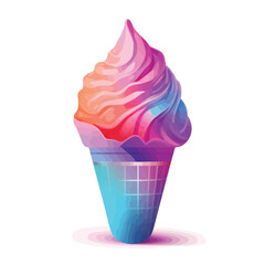 Bold Scoops: A Vibrant Cone of Ice Cream in Bold Outlines