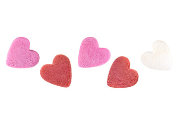 Sugar hearts isolated on a transparent background.
