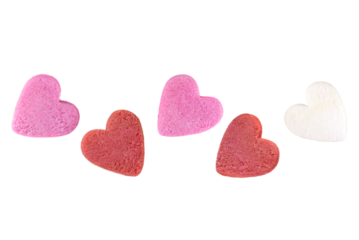 Sugar hearts isolated on a transparent background.