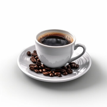 cup of coffee , white background for commercials, web pages, cafeteria concepts, excellent quality IA generativa