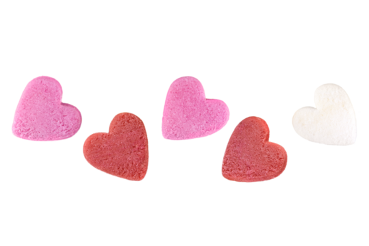 Sugar hearts isolated on a transparent background. - Powered by Adobe