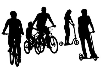 Obraz premium Sport people whit bike on white background