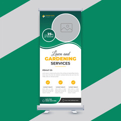 Lawn and gardening service mower promotion rack card or dl flyer design roll up banner template