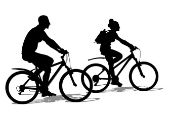 Sport people whit bike on white background