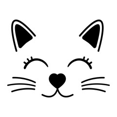 Cat face vector icon. baby cat illustration sign. children pet symbol or logo.