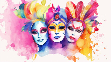 Carnival banner with funny character in fancy dress on stilts. illustration generative ai