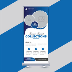 Naklejka premium Fashion sale roll up banner collection layout template design