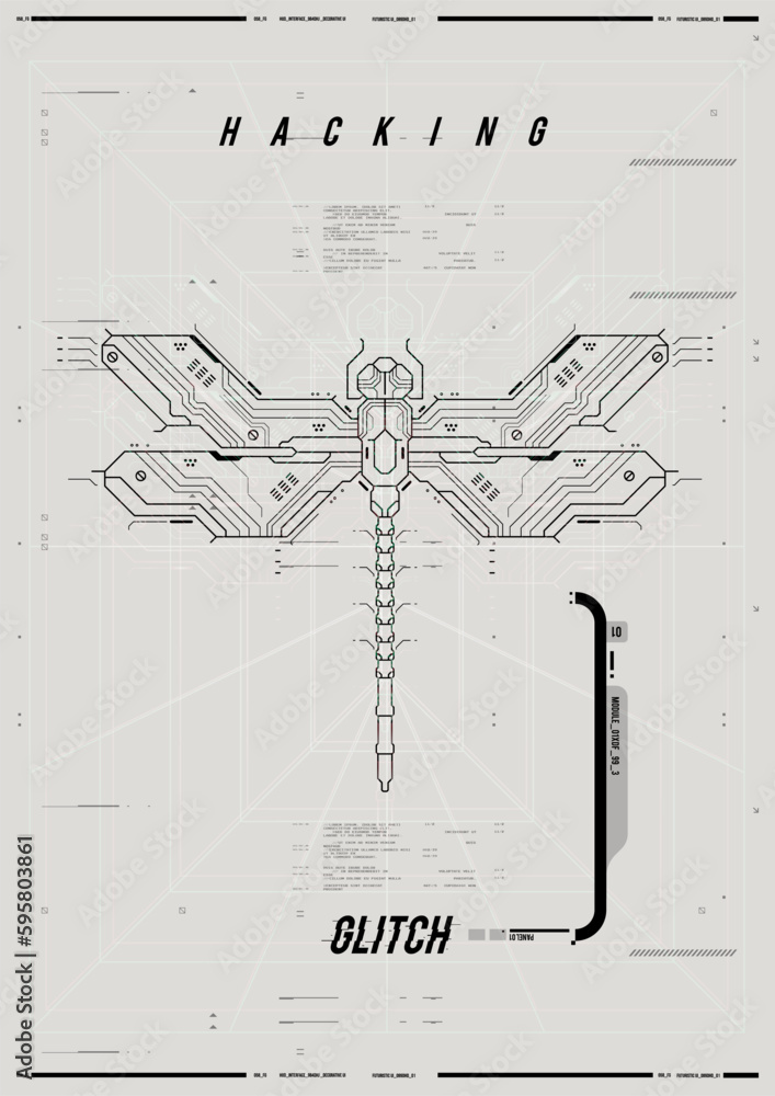 Poster cyberpunk retro futuristic poster. abstract cosmic shapes. digital design elements hud style. trendy