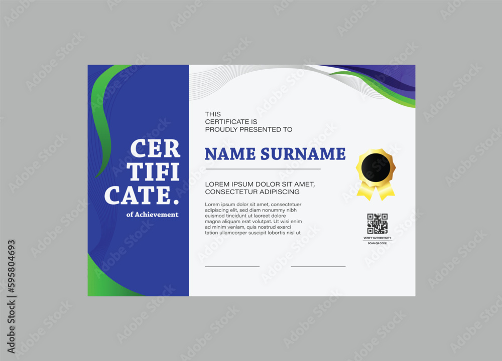 Poster elegant design certificate template with abstract geometric background in horizontal a4 size
