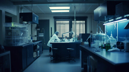 Fototapeta na wymiar Modern Medical Research Laboratory with Microscope and Test Tube. Generative ai