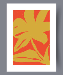 Still life flower pictorial drawing wall art print. Printable minimal abstract flower poster. Contemporary decorative background with drawing. Wall artwork for interior design.