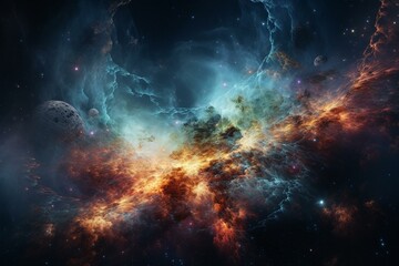 Fototapeta na wymiar Create cosmic backdrop with nebulae design. Generative AI