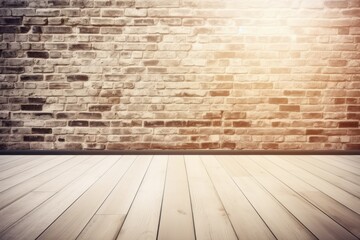 Brick Wall with a Wooden Floor. Generative AI