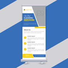Cleaning service roll up banner design or standee signage template