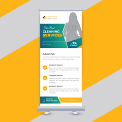 Obraz premium Creative cleaning services business roll up banner design template