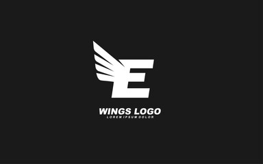 E Logo with WINGS letter concept for template 