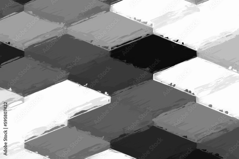 Wall mural black and white geometric pattern with a rough texture background. background texture wall and have 