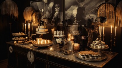 A Great Gatsby-themed party with 1920s costumes is a fantastic way to immerse yourself in the iconic era of flappers, speakeasies, and art deco style. Generated by AI.