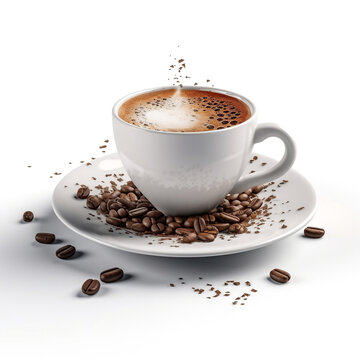 cup of coffee , white background for commercials, web pages, cafeteria concepts, excellent quality IA generativa