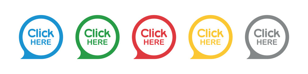 click here sign on white background	