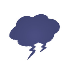 Thunderstorm cloud lightning. Weather illustration painting.