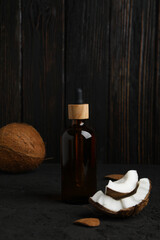 Concept of body and skin care accessories - coconut cosmetic