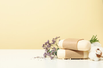 Concept of bath and skin care accessories - soap