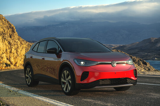 Volkswagen ID.4 on a beautiful scenic road