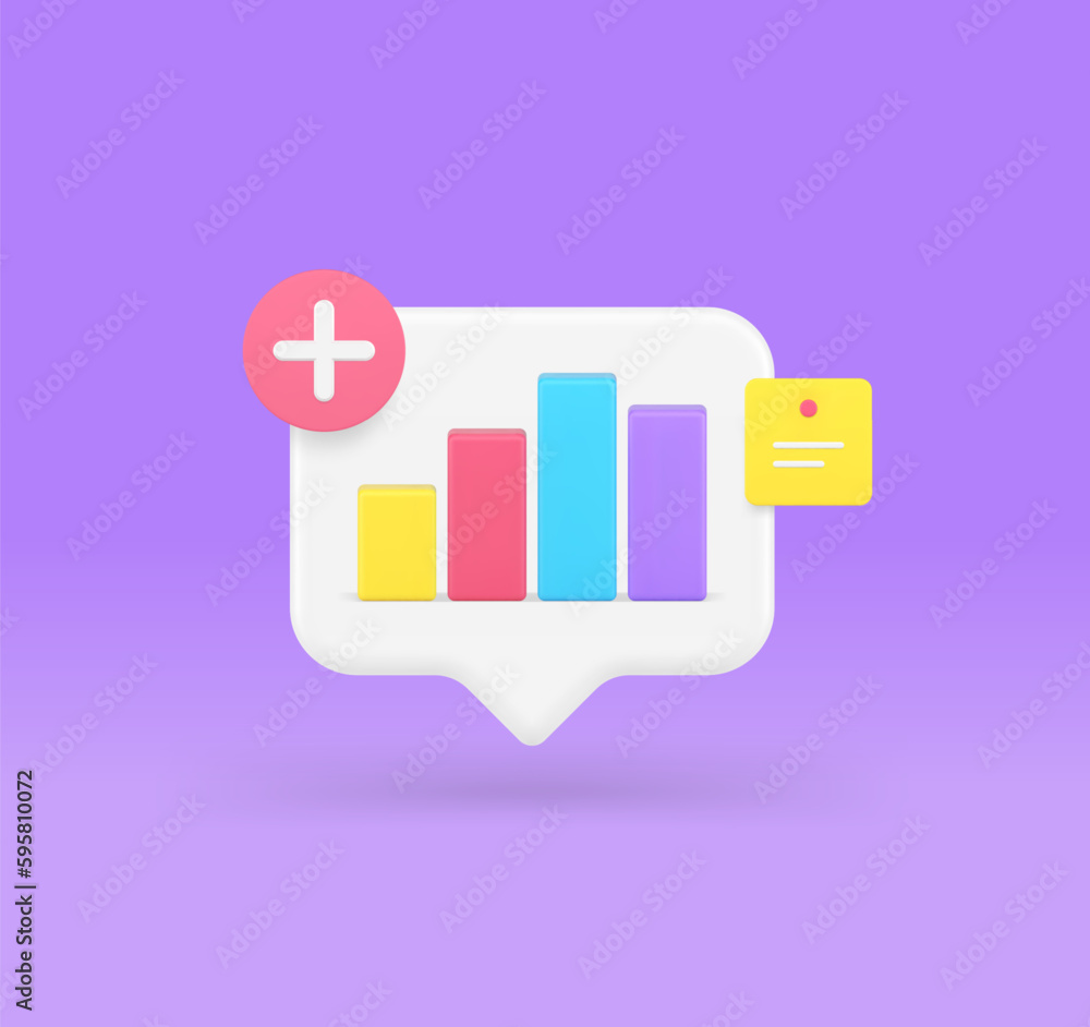 Poster bar diagram graph add quick tips management business analyzing 3d icon realistic vector illustration