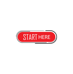 start here sign on white background